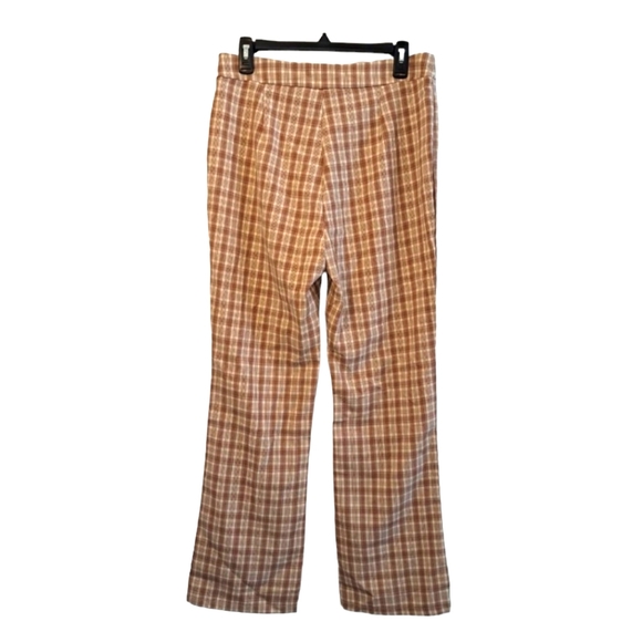 NEW ROMWE Tan Plaid Trouser Pants Lightweight Size Large - Picture 2 of 5